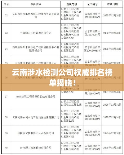 云南涉水检测公司权威排名榜单揭晓！