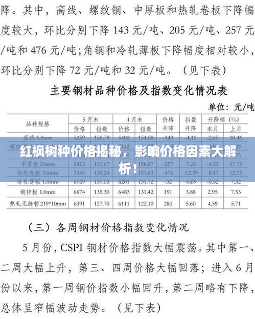 红枫树种价格揭秘，影响价格因素大解析！