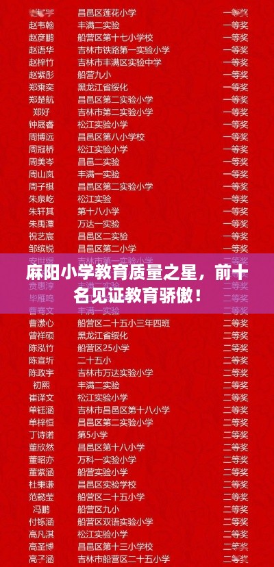 麻阳小学教育质量之星，前十名见证教育骄傲！