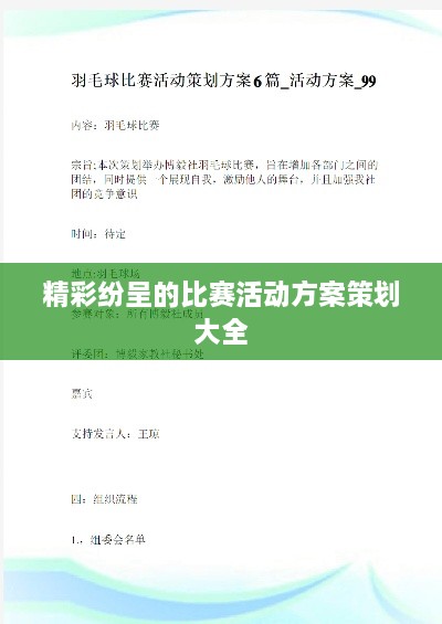 精彩纷呈的比赛活动方案策划大全