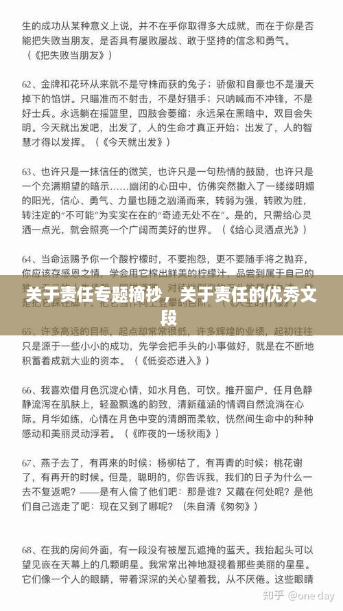关于责任专题摘抄，关于责任的优秀文段 