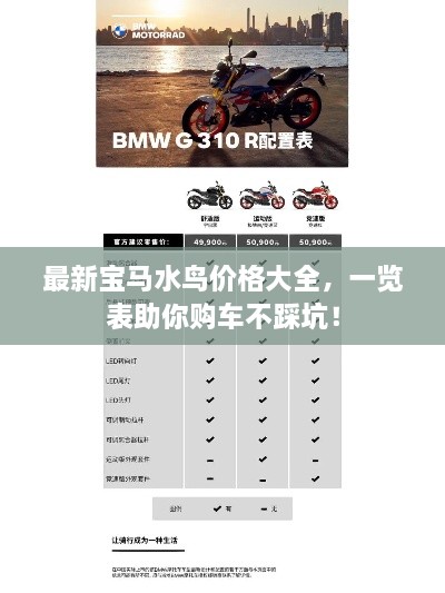 最新宝马水鸟价格大全，一览表助你购车不踩坑！